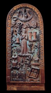 Ylistys Neitsyt Veistetty puupaneeli. 1500-luvun Chartres, Musee des Beaux Arts tekijältä Unknown artist