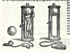 Tartaglia (1499 - 1557) tunnetun Nicoli Fontanan ensimmäisen skapanterin projekti vuonna 1551. Kaiverrus 1500-luku. tekijältä Unknown artist
