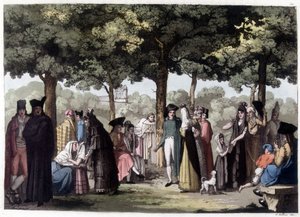 Esplanadin kävelykatu Barcelonassa. 1800-luvun litografia. tekijältä Unknown artist