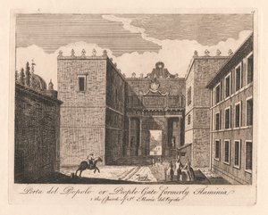 Prota del Popolo eli People Gate entinen Flaminia: 1. Pyhän Maria del Popolon kirkko tekijältä Unknown artist