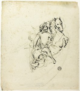 Putto kruunattu Laurel, keikkuvan hevosen päällä tekijältä Unknown artist