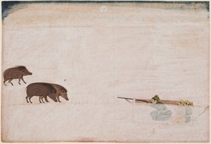 Raja Ram Chand of Amber (r. 1667–1688) Metsästävä villisikaa tekijältä Unknown artist