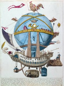 Esitys matkasta ilmapallossa, satiirinen kaiverrus 1700-luvulta. tekijältä Unknown artist