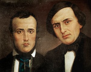 Risorgimento: muotokuva veljistä Attilio Bandierasta (1810-1844) ja Emilio Bandierasta (1819-1844). Anonyymi maalaus. 1800-luvun Rooma, Risorgimento History Institute tekijältä Unknown artist