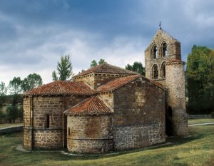 Romaaninen taide: näkymä San Salvador de Cantamudan kirkolle, Espanja tekijältä Unknown artist