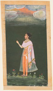 Kuninkaallinen nainen pitelee kukkaa tekijältä Unknown artist