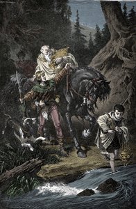 Habsburgin Rudolf ja pappi - Pyhän valtakunnan Rodolf I (Habsburgin Rodolf IV tekijältä Unknown artist