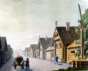 Venäläinen kylä 1700-luvulla. tekijältä Unknown artist