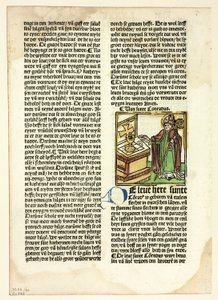 Pyhä Conrad teoksesta Der Heiligen Leben, Winterteil (Pyhimysten elämä, talviaika), laatta 40 teoksesta Woodcuts from Books of the 15th Century (Puupiirroksia 1400-luvun kirjoista) tekijältä Unknown artist