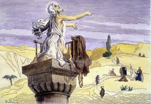Pyhä Simeon stylyte saarnaa pylväällä. tekijältä Unknown artist