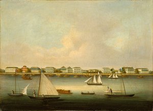 Kohtaus Yang Tse Kiang -joen suulla Woosungissa. tekijältä Unknown artist