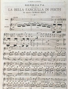 Nuottisivu kappaleelle "Perthin kaunis piika, Georges Bizet