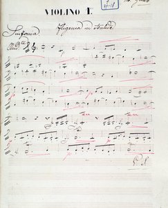 Nuottisivu C. W. Gluckin oopperan Iphigenie en Auliden ensimmäiselle viululle, n. 1774 tekijältä Unknown artist