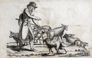 Paimen lammaslaumansa kanssa. Kaiverrus 1700-luvun lopulla. Yksityinen kokoelma. tekijältä Unknown artist
