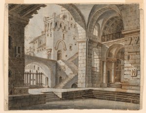 Lavasuunnittelu: Court in Gothic Castle tekijältä Unknown artist