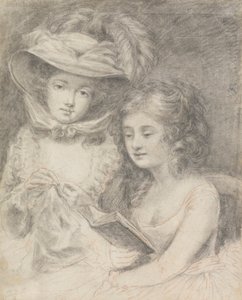 Estudo de uma mulher costurando e uma garota lendofinnish tekijältä Unknown artist