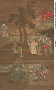 Su Dongpo saattoi Hanlinin akatemiaan keisarinnan leskirouvan piikojen kanssa... tekijältä Unknown artist