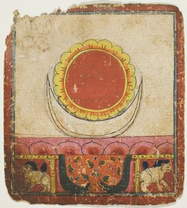 Aurinko, Kuu ja Lotus leijonan valtaistuimella, vihkimyskorttisarjasta (Tsakali). tekijältä Unknown artist