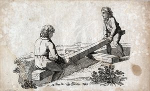 Swing: kaksi lasta peränauhalla (butt tape) Kaiverrus 1700-luvun loppu. Yksityinen kokoelma. tekijältä Unknown artist