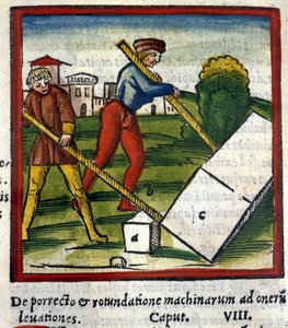 Archimedes-vipu (287 eKr. - 212 eKr.) De architectura de Vitruvassa. 1630. Trivulziana, Milano. tekijältä Unknown artist