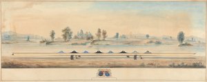 O barco Eton no caminho de sirga do Tâmisa: Castelo de Windsor ao fundo tekijältä Unknown artist