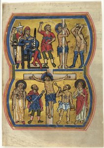 Ruoskiminen ja ristiinnaulitseminen, psalttarista. tekijältä Unknown artist
