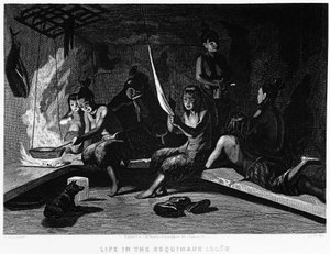 Eskimoiden elämä igloossa - Elisha Kent Kane, Artic Exploration vuosina 1853 - 1855, Philadelphia, Childs ja Peterson tekijältä Unknown artist