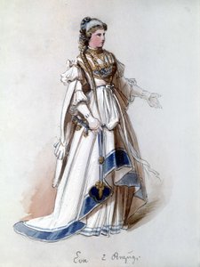 Nürnbergin mestarilaulajat (Die Meistersinger von Nürnberg), Richard Wagnerin luoma ooppera: Evan puku ensiesitykseen. Wagner-museo Bayreuth.
