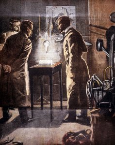 Röntgen (Rontgen) tai röntgensäteet. Löytyi vuonna 1895. Koetta edustava kuva. tekijältä Unknown artist