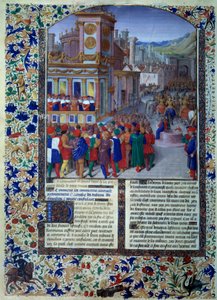 Roomalaiset valmistelevat Veiesin istuinta vuonna 396 eKr. Miniatyyri "" Histoire romainesta" (Ad urbe condita), kirjoittaja Tite Live (59 eKr.-17 jKr.) (Titus Livius), kääntäjä Pierre Bessuire 1450-1500 Paris, BN tekijältä Unknown artist