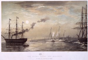 Kuninkaallinen jahti Margatella: Englannin kuninkaallinen huvijahti, yhtenä yönä maaliskuussa 1863. tekijältä Unknown artist