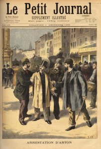 Emile Artonin (1859-1905), korruptoituneen välittäjän pidätys Panaman skandaalitapauksessa, joka on ollut pakossa useita vuosia. Kaiverrus "" Le petit Journal" -lehdessä 12.1.1895. Selvan kokoelma. tekijältä Unknown artist