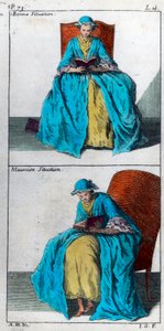 Taide ehkäistä ja korjata lapsilla kehon epämuodostumia: hyvä ja huono asento lukemiseen. Kaiverrus 1700-luvulta. Yksityinen kokoelma. tekijältä Unknown artist