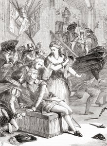 Jackob Johan Anckarströmin tekemä Kustaa III:n salamurha naamiaisissa, Tukholma, Ruotsi, 1792 (kaiverrus). tekijältä Unknown artist