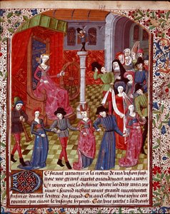 Sokea onni kääntää pyörää, ihmiset sen edessä ovat kohtalon, onnen ja pienoismalli Malheurin allegoria, joka on otettu Jean Gersonin (1363-1429) teoksesta "The Tresor of Sapieence" (tai "Rakastuneen puutarhan herkku") (ms. 1513, fol. 179 r.) 15th Centu tekijältä Unknown artist