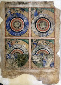 Maailman luominen. Genesis. Miniatyyrit Codex 212:sta (tai Padovano-koodista tai Padovan Raamatusta) 1390-1400 Rovigo, Accademia dei Concordi tekijältä Unknown artist
