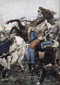 Joseph Baran (1779-1793) kuolema, republikaanijoukkojen rumpali ja todennäköisesti varkaiden surmaama. Kaiverrus vuodelta 1894 tekijältä Unknown artist