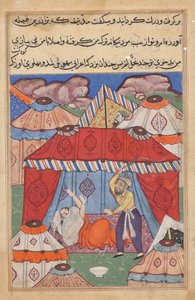 Habbazan sijasta naamioitunut arabi, jota hänen miehensä ruoskii, koska hän kieltäytyi antamasta maitoa Tuti-namasta (Papuukaijan tarinoita): Twenty-n4th Night tekijältä Unknown artist