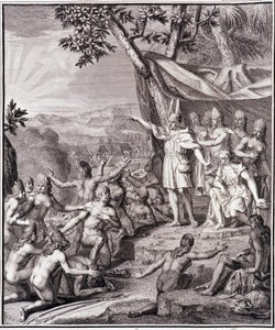 Ensimmäinen inka Manco Capac ja kuningatar Coya Mama Oello Huaco, hänen vaimonsa, molemmat Auringon lapset keräävät villit - Don Georges Juanin ja Don Antoine de Ulloan "" Historiallinen Etelä-Amerikan matka, joka tehtiin Espanjan kuninkaan käskystä" T.II, tekijältä Unknown artist