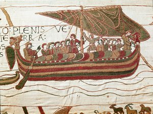 Haroldin laivasto, joka tuli ilmoittamaan Normandian herttua William Valloittajalle tekijältä Unknown artist