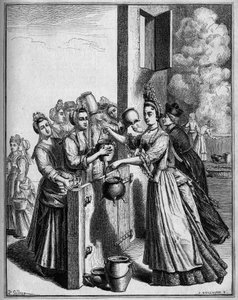 Keiton apu Pariisissa nälänhädän aikana 1709. Sellierin piirustus, 1700-luvun printin jälkeen. tekijältä Unknown artist