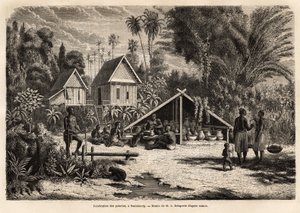 Keramiikkatuotanto Saniabouryssa (Laos). Kaiverrus havainnollistamaan tutkimusmatkaa Indokiinassa, luutnantti de Vaissseau Francis Garnier, vuosina 1866-1868, julkaistu "" Le tour du monde""" 1870-1871, toimittanut Edouard Charton, painos Hac tekijältä Unknown artist
