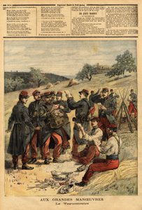 Waguemestre, armeija, joka vastaa postin jakelusta joukkoille. Kaiverrus "" Le petit Journal" -lehdessä 23.9.1893. Selvan kokoelma. tekijältä Unknown artist