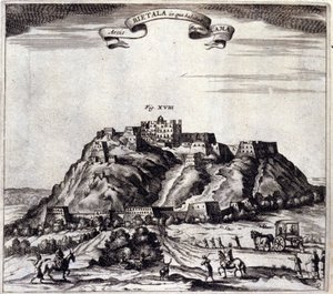 Tiibet. Näkymä Pothalaan, palatsiin tai Dalai Lamaan Lhasassa. Athanasius Kircherin (1601 - 1680), jesuiitta, orientalisti ja saksalainen tutkija, "De China Monumenta", Amsterdam 1667. tekijältä Unknown artist