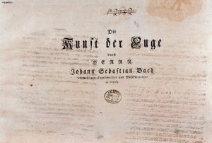 Johann Sebastian Bachin The Fuuan taiteen musiikkipartituurin nimisivu tekijältä Unknown artist