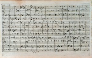 Johann Sebastian Bachin viimeisen ja keskeneräisen fuugan The Art of the Fuuga -kappaleen nimisivu tekijältä Unknown artist