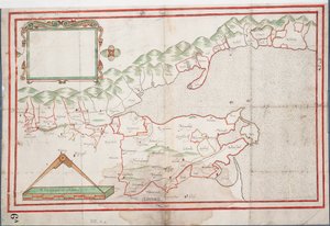 Tralee Bay, Irlanti, noin 1600 (paperi, pellava). tekijältä Unknown artist