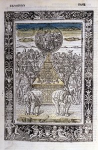 Francesco Petrarcan (Petrarca) maineen voitto. Miniatyyrit sd. Bibl. Trivulziana, Milano. tekijältä Unknown artist