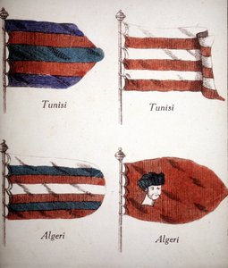 Tunisian ja Algerian liput 1700-luvun lopulta. tekijältä Unknown artist