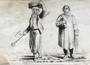 Kaksi talonpoikaa, 1700-luvun lopun kaiverrus, yksityinen kokoelma. tekijältä Unknown artist